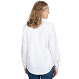 Just Country Womens Jahna Half Button Workshirt - White