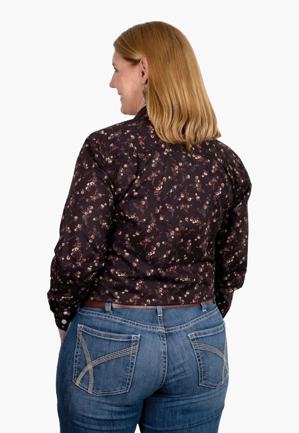 Just Country Womens Abbey Full Button Shirt - Chocolate Roses