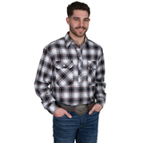 Just Country Mens Cameron Flannel Shirt- Chocolate/White