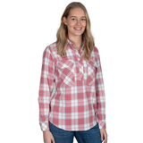 Just Country Jahna Flannel Shirt- Dusty Rose/White