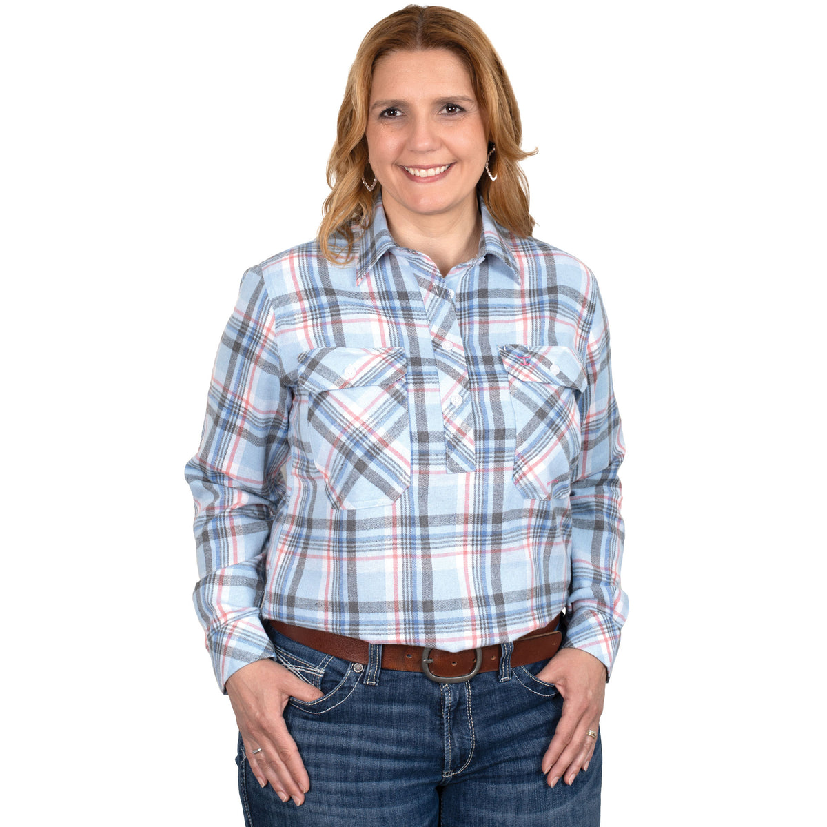 Just Country Womens Jahna Flannel - Plaid Blue