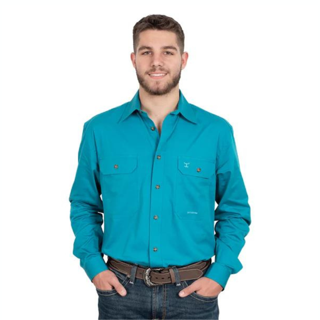 Just Country Mens Evan Full Button Shirt - Ocean