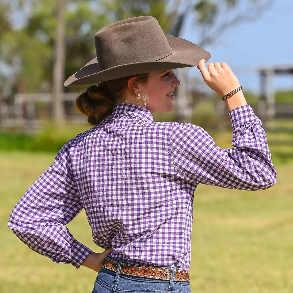 Little Spurs Co. Teen Chinchilla Classic Shirt - Purple Gingham
