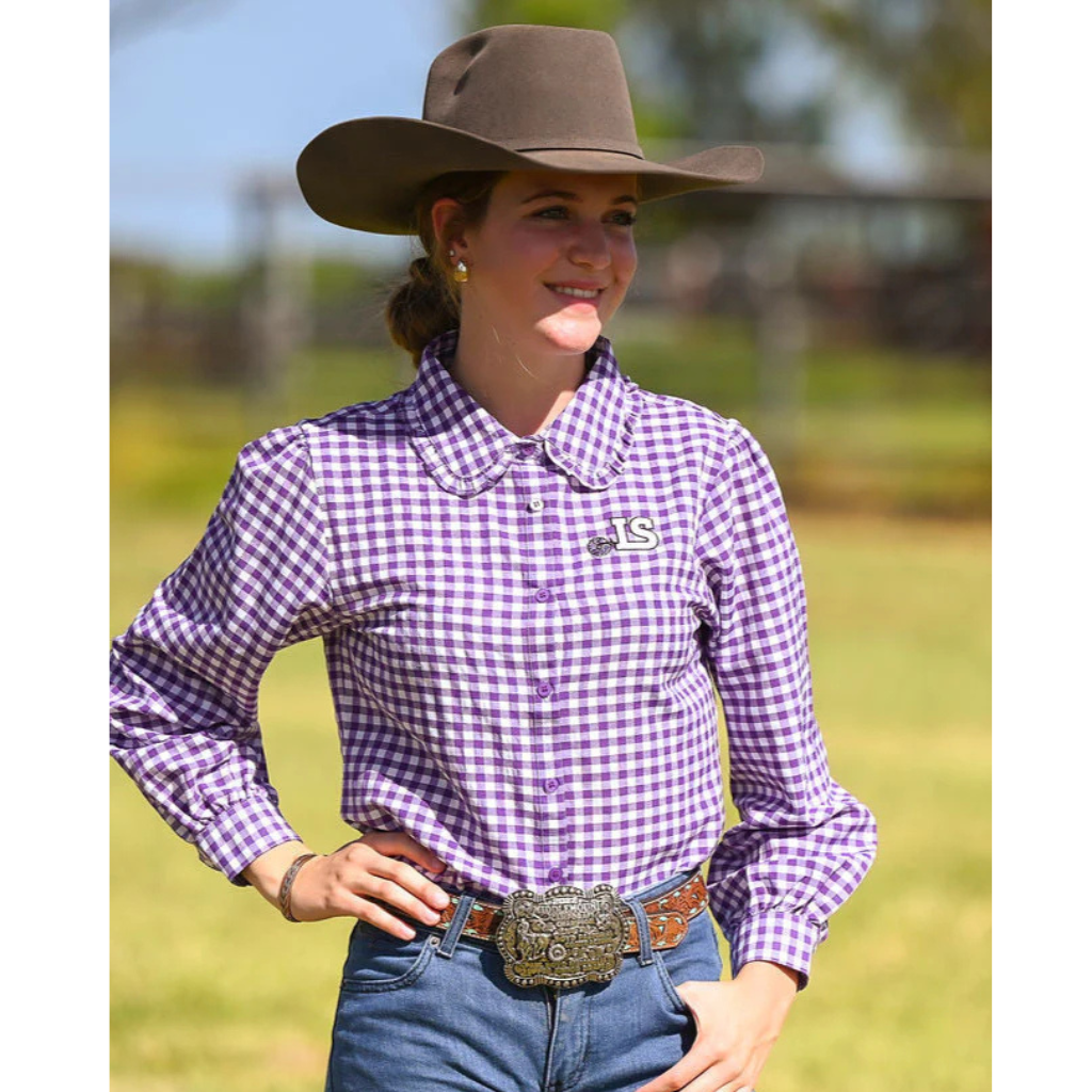 Little Spurs Co. Teen Chinchilla Classic Shirt - Purple Gingham