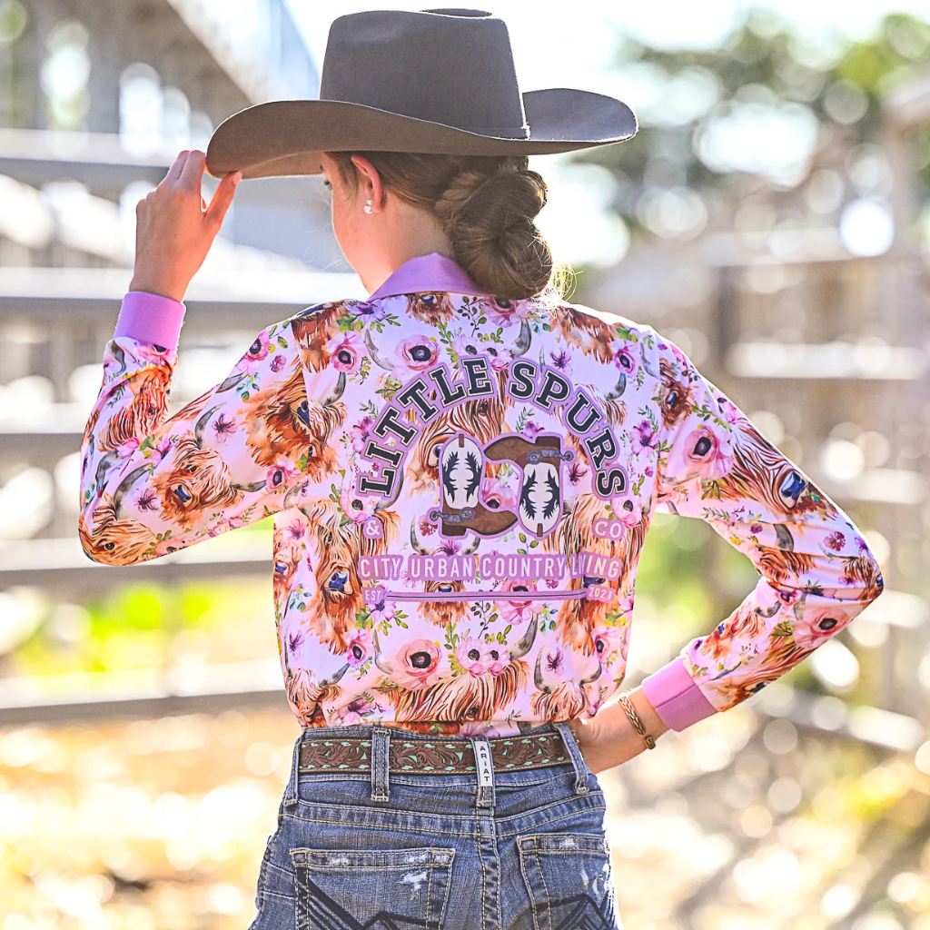 Little Spurs Co. Teen Highland Steer Sun Protection Shirt