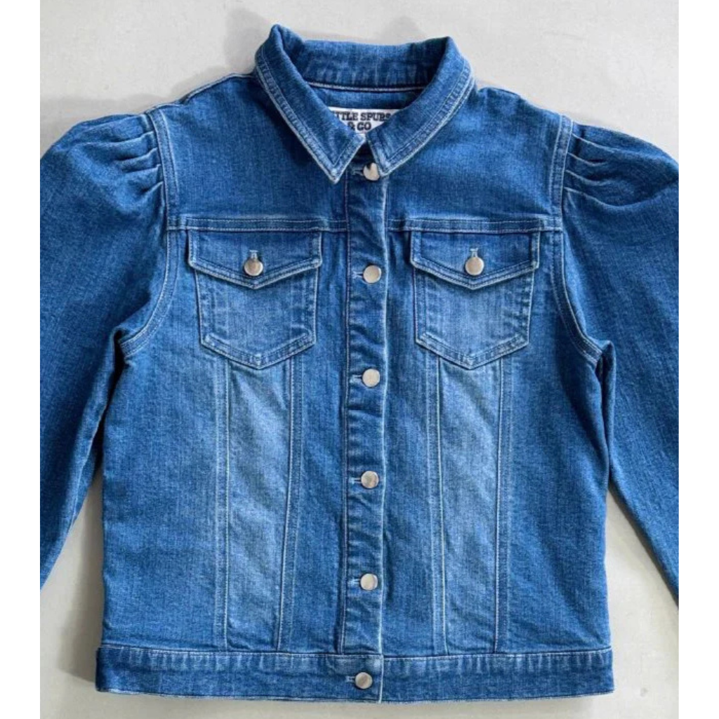 Little Spurs Co. Teen Puff Sleeve Denim Jacket
