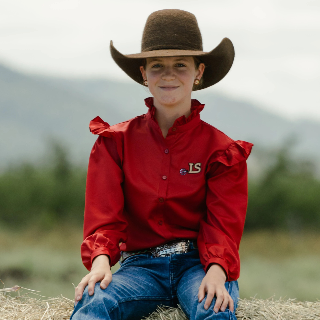 Little Spurs Co. Teen Puff Sleve Pechey Shirt - Deep Red