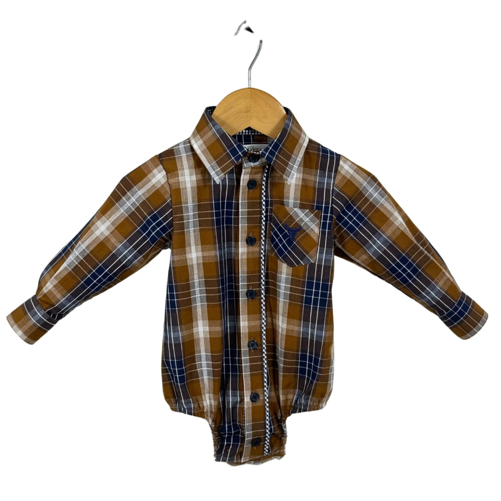 Little Windmill TJ Baby Brown Checkered Romper