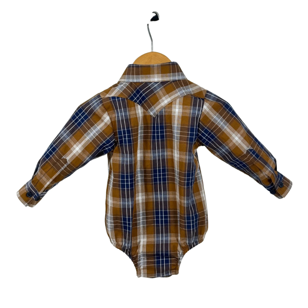 Little Windmill TJ Baby Brown Checkered Romper