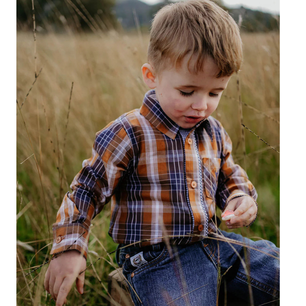 Little Windmill TJ Baby Brown Checkered Romper