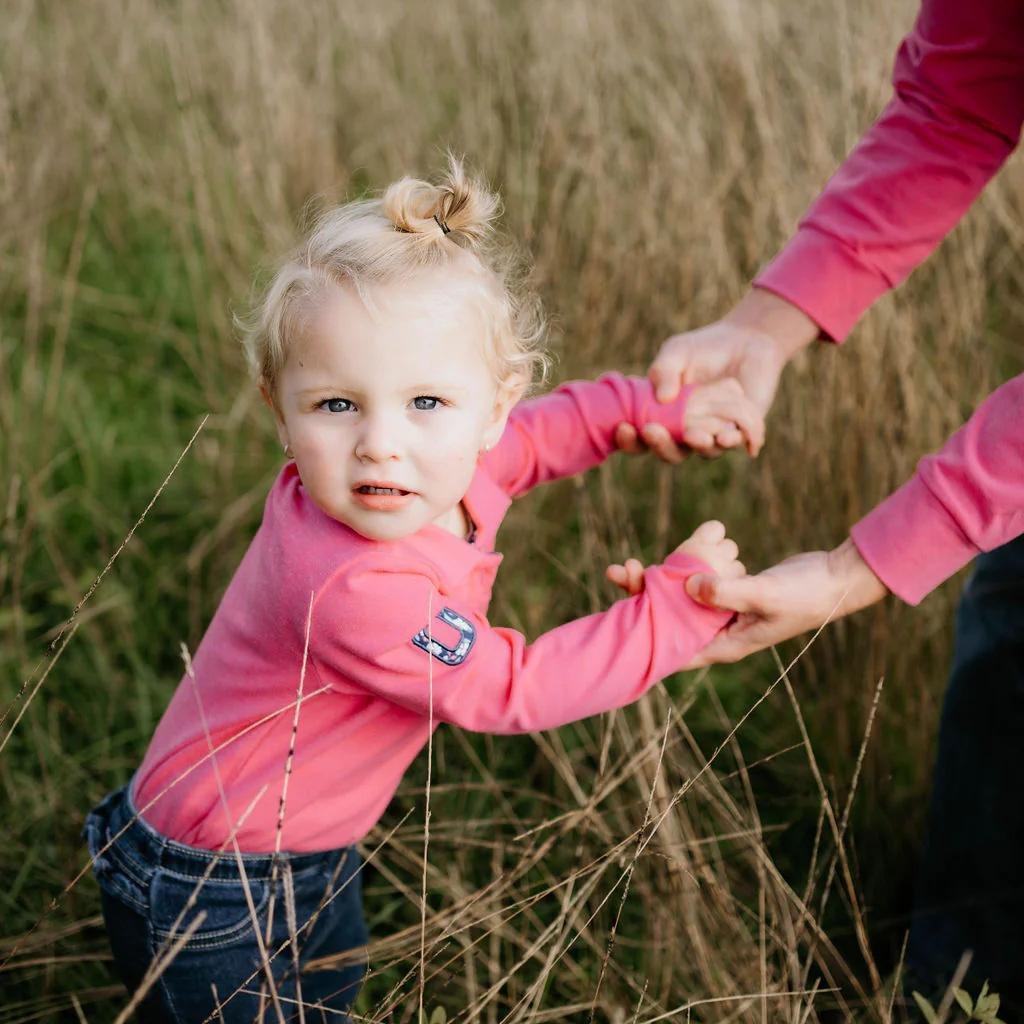 Little Windmill Hallie Baby Polo Romper - Raspberry Pink