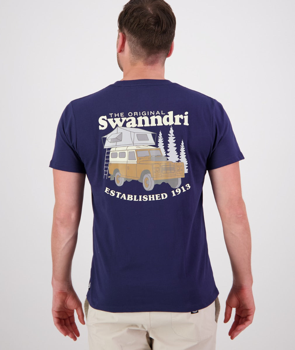 Swanndri Mens Pop Top Printed Tee - Navy/Light Taupe