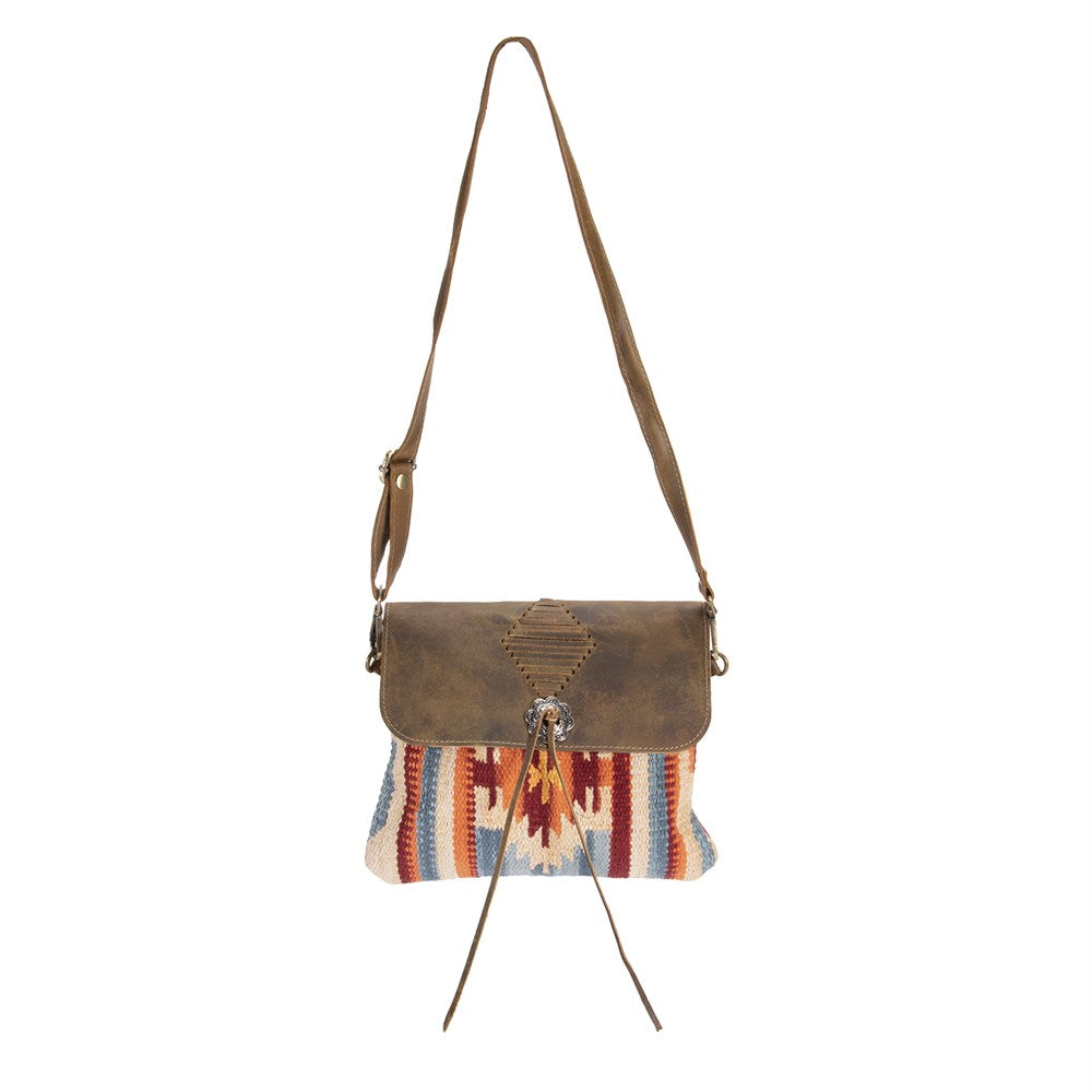 Navajo Ladies Handbag - Cream/Orange/Blue