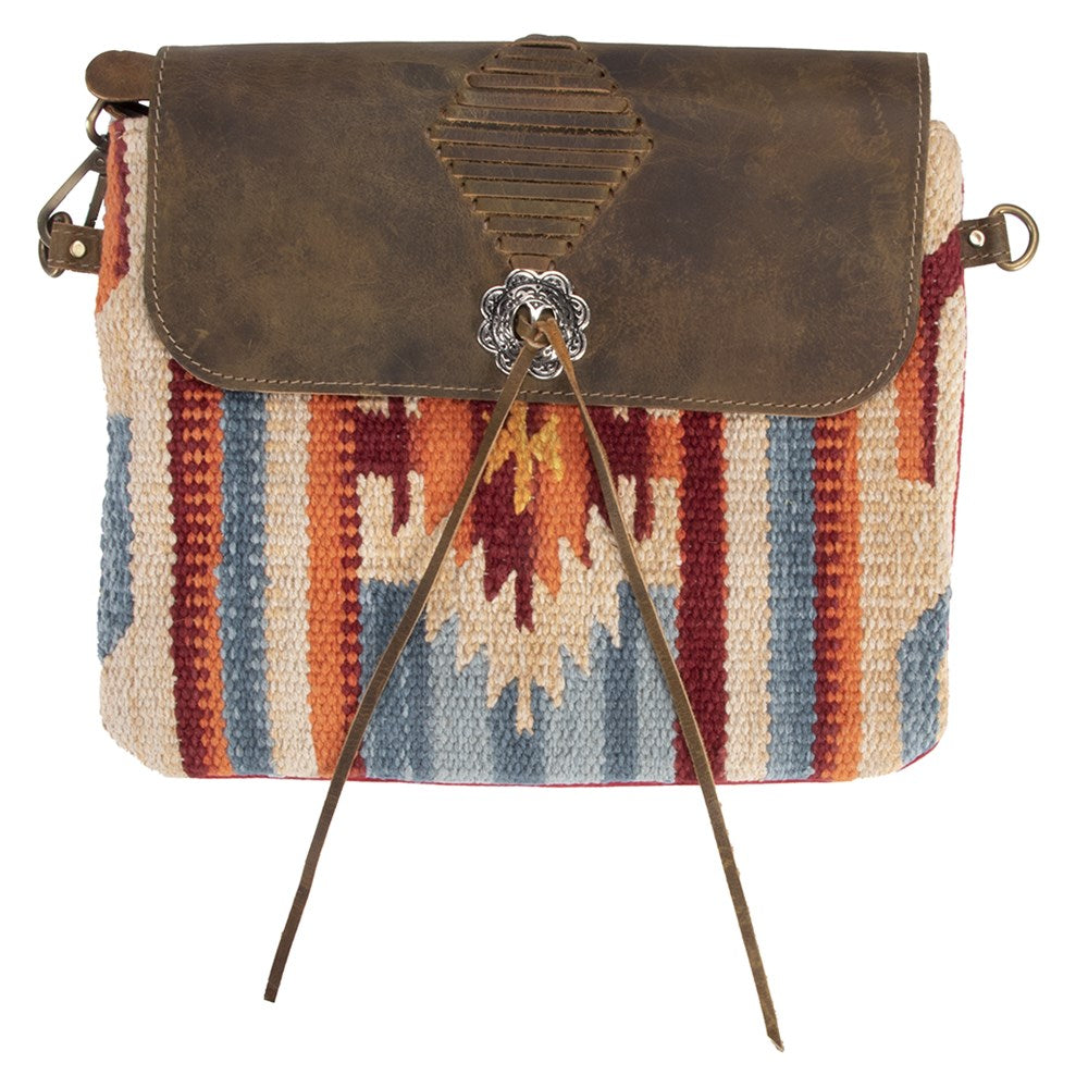 Navajo Ladies Handbag - Cream/Orange/Blue
