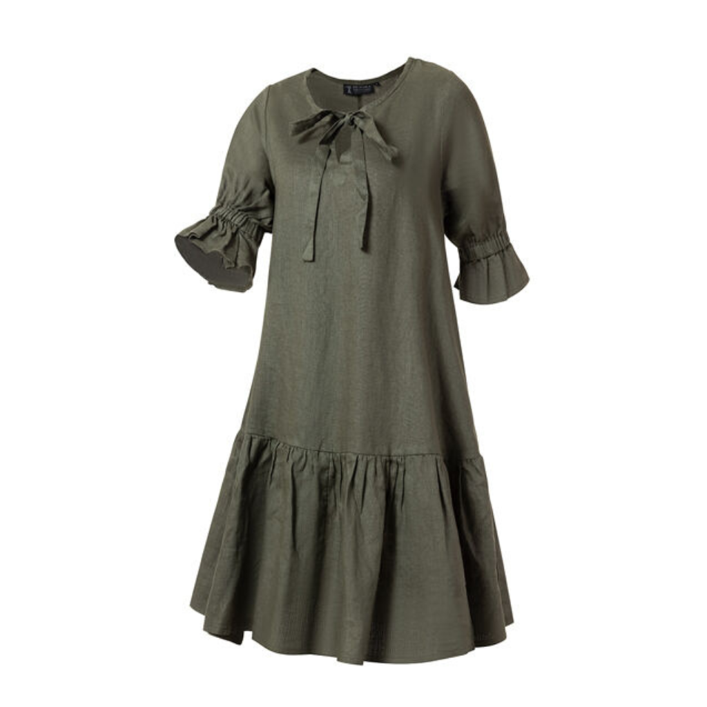 Pilbra Womens Linen Dress - Olive