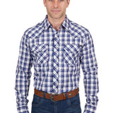 Pure Western Mens Alec Shirt - Navy/Red