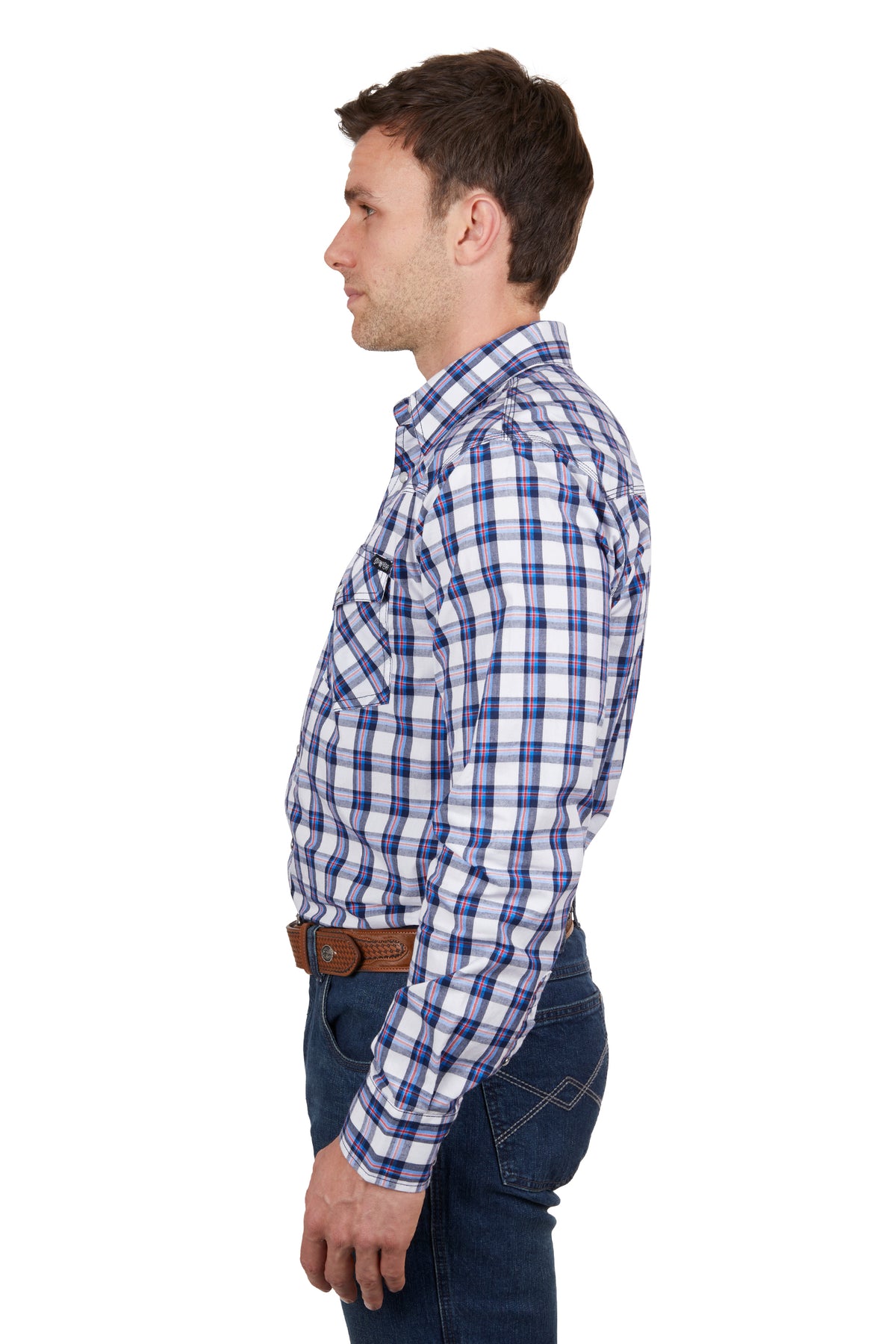 Pure Western Mens Alec Shirt - Navy/Red