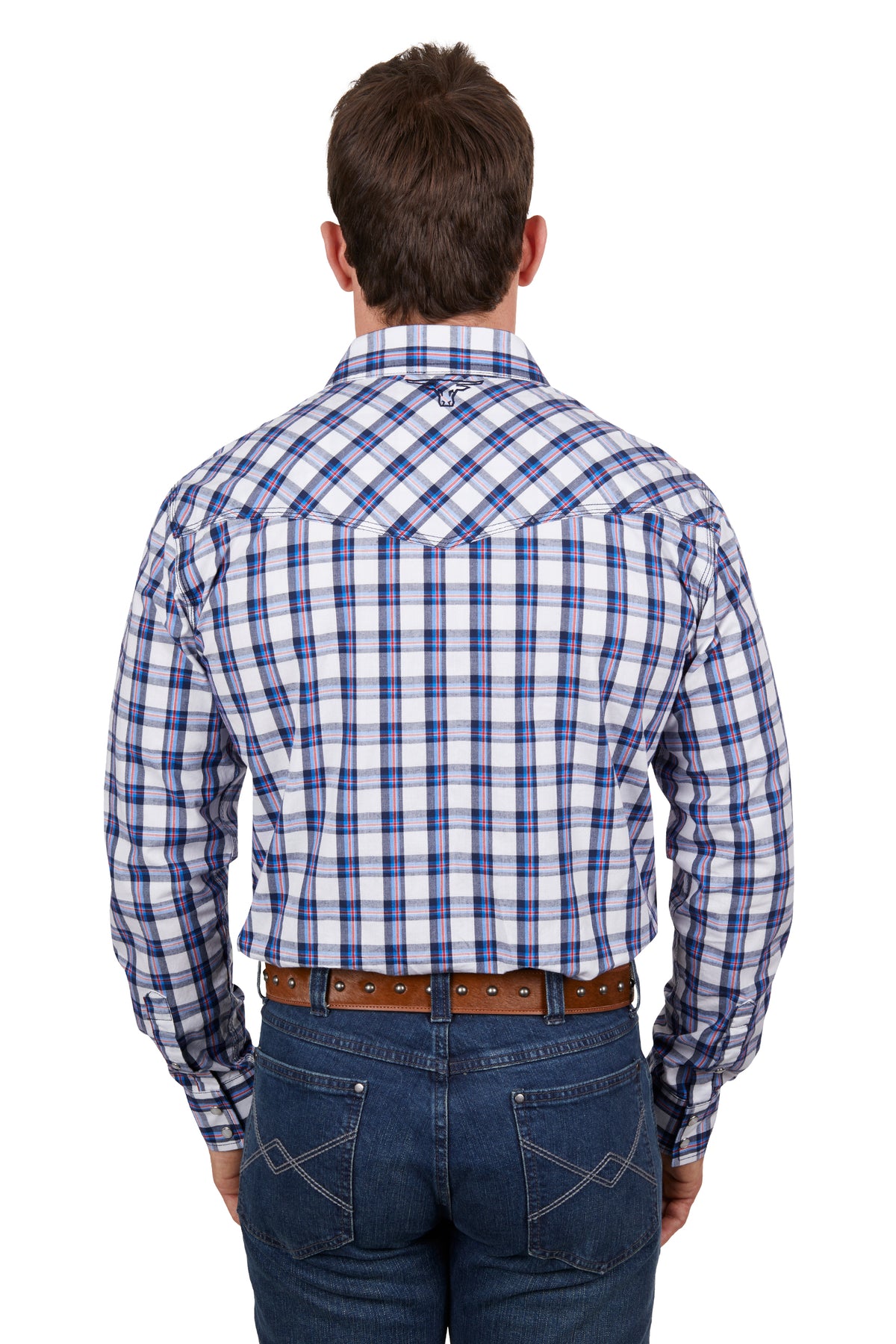 Pure Western Mens Alec Shirt - Navy/Red