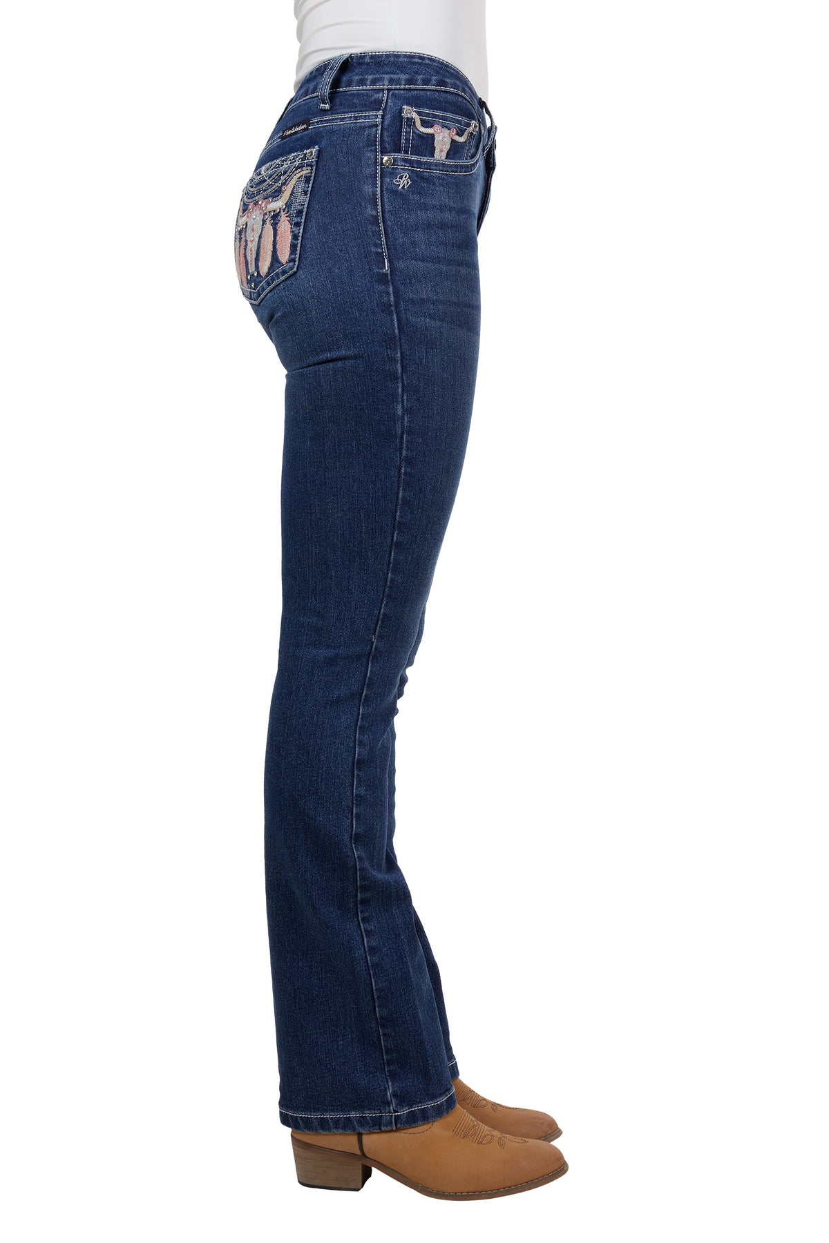 Pure Western Womens Ava Boot Cut Jean 32 Leg - Indigo