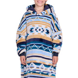 Pure Western Kids Aztec Snuggle Hoodie - Natural/Blue