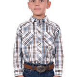 Pure Western Boys Evan Shirt - White/Tan
