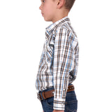 Pure Western Boys Evan Shirt - White/Tan