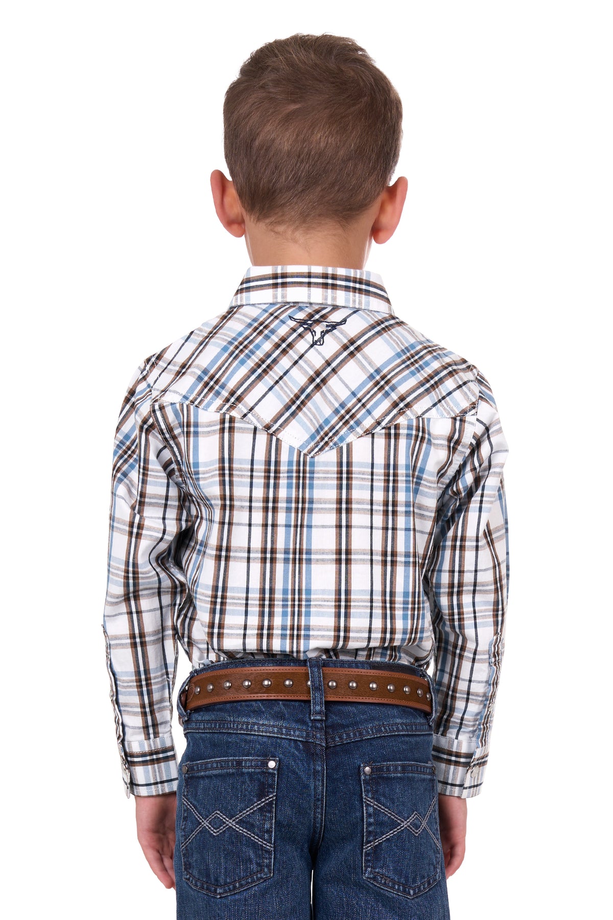 Pure Western Boys Evan Shirt - White/Tan