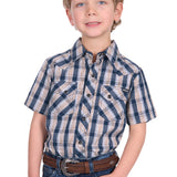 Pure Western Boys Peter Shirt - Navy/Tan