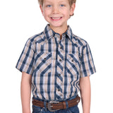 Pure Western Boys Peter Shirt - Navy/Tan