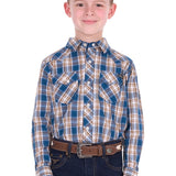 Pure Western Boys Todd Shirt - Navy/Tan