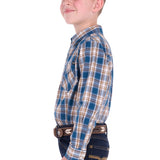 Pure Western Boys Todd Shirt - Navy/Tan