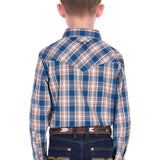 Pure Western Boys Todd Shirt - Navy/Tan