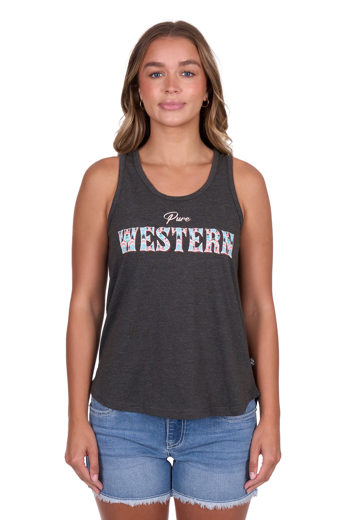 Pure Western Womens Cindy Tank - Charcoal Marle