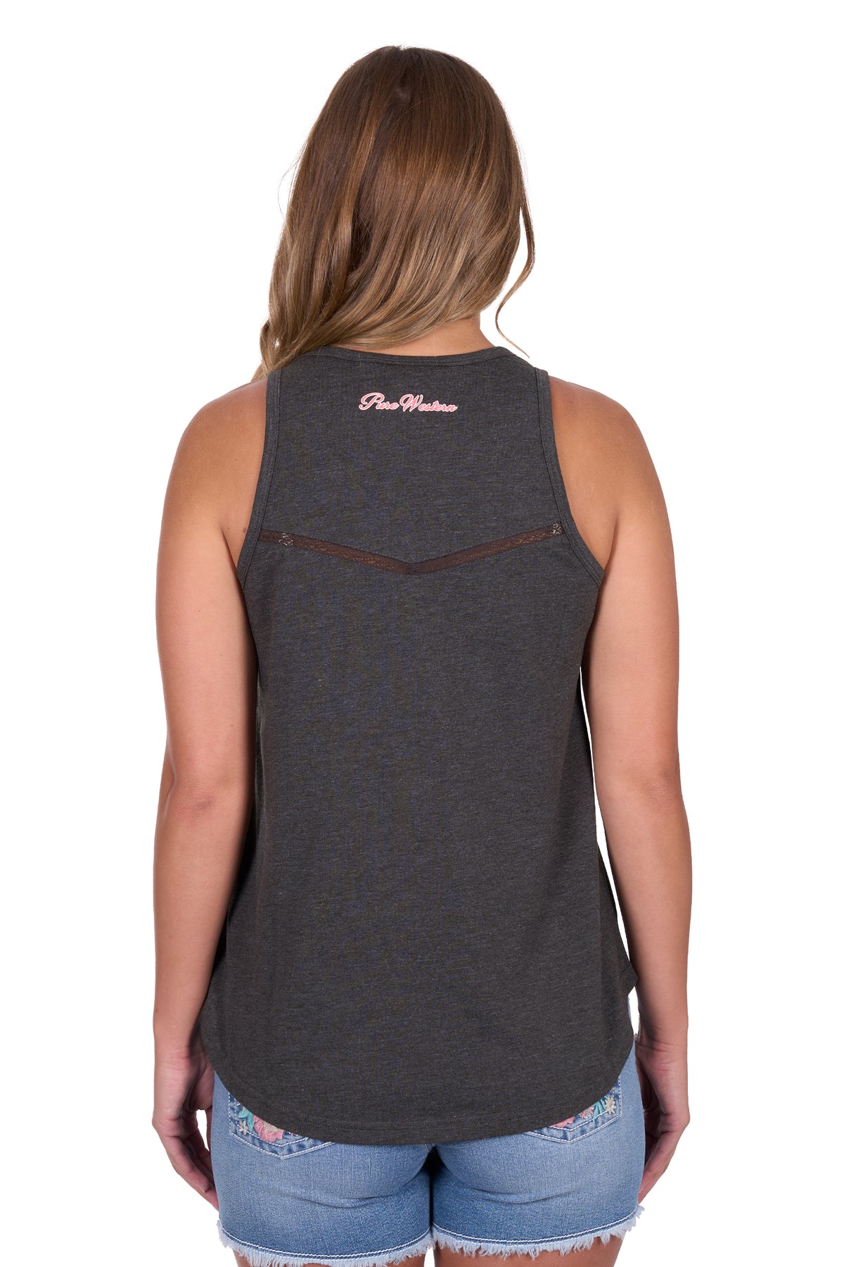 Pure Western Womens Cindy Tank - Charcoal Marle