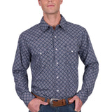 Pure Western Mens Douglas Shirt - Navy/White