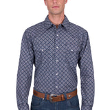 Pure Western Mens Douglas Shirt - Navy/White