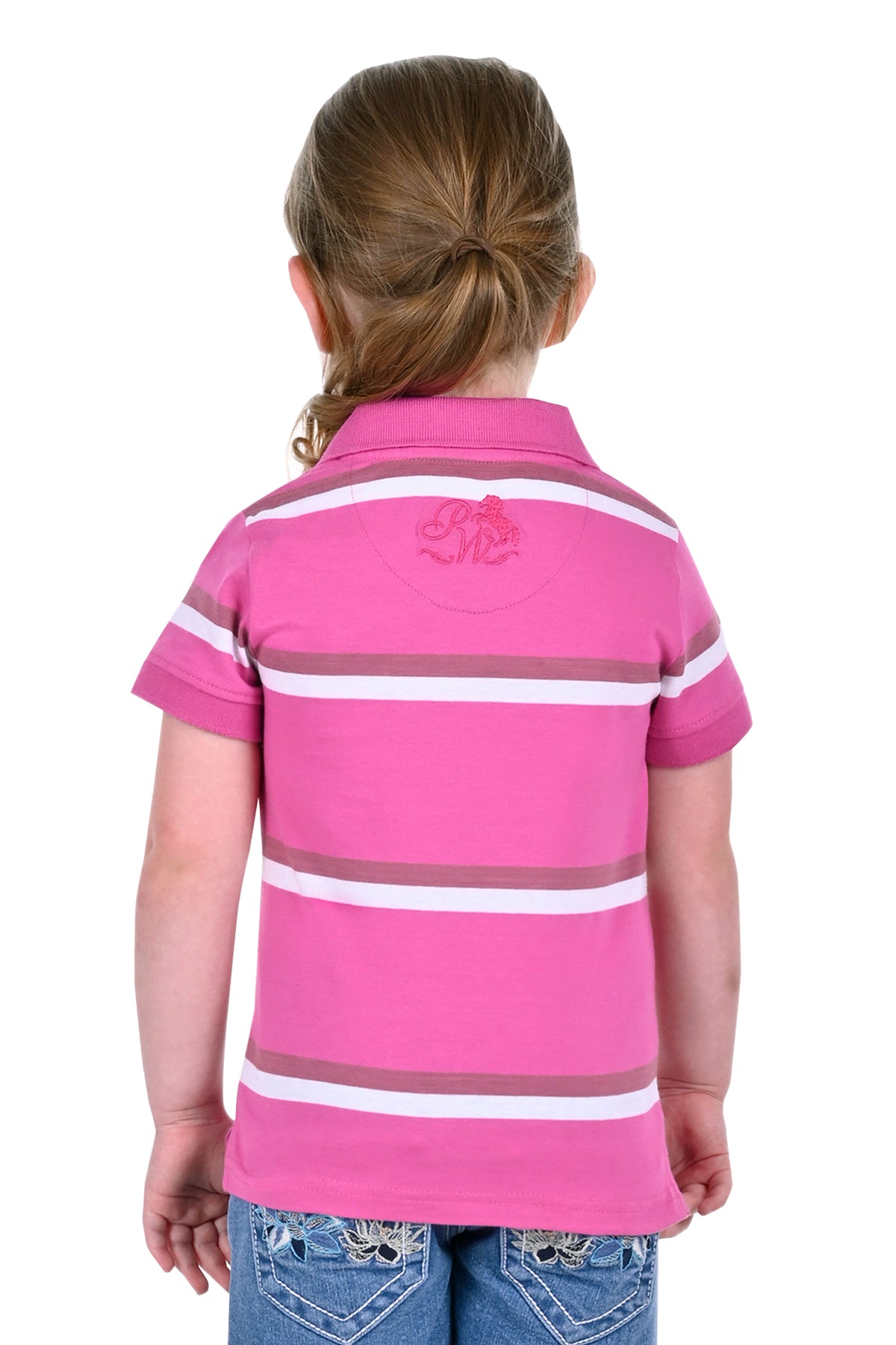 Pure Western Girls Emerie Polo - Pink/White