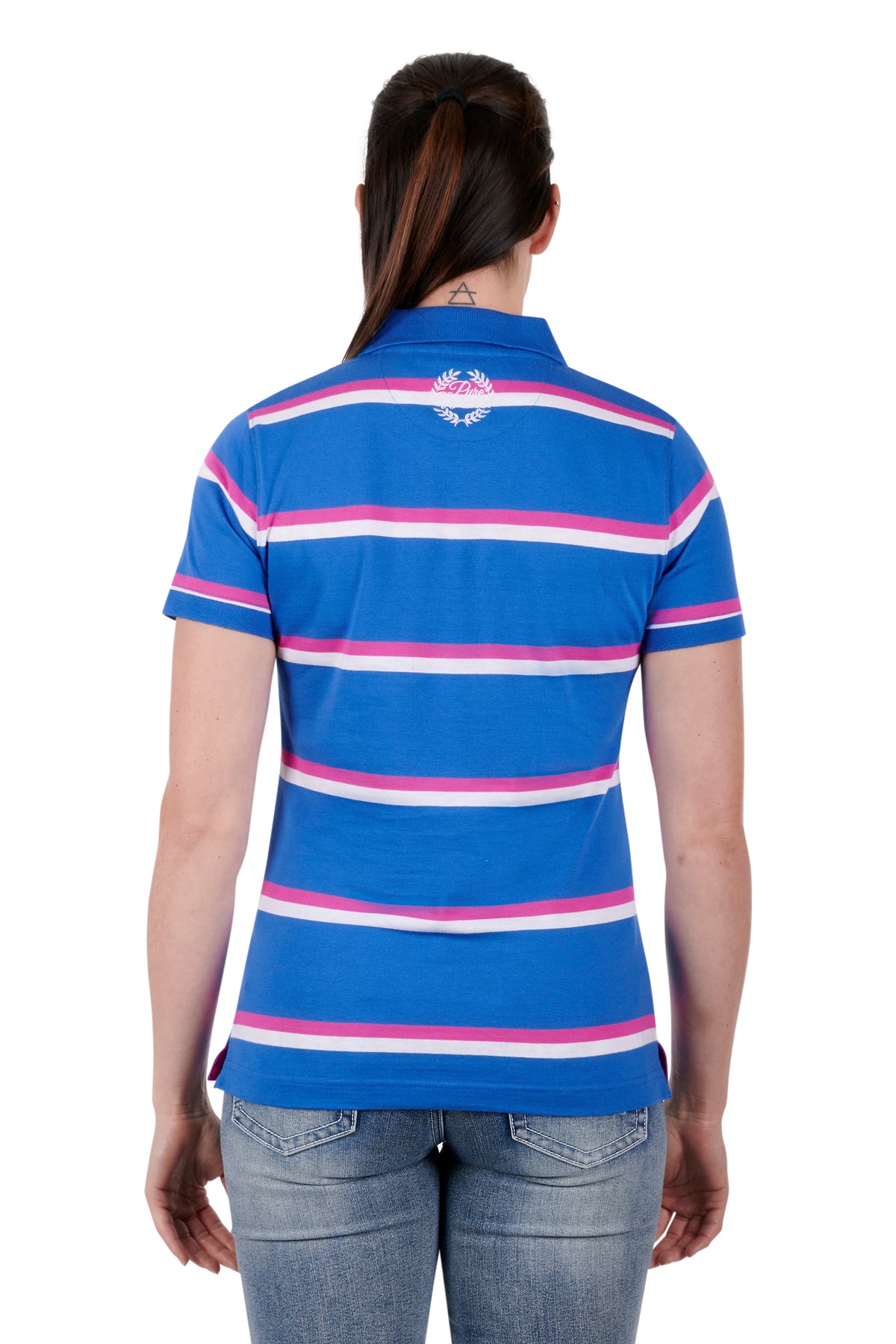 Pure Western Womens Emerie Polo - Blue/Pink