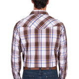 Pure Western Mens George Shirt - Dark Tan/Blue