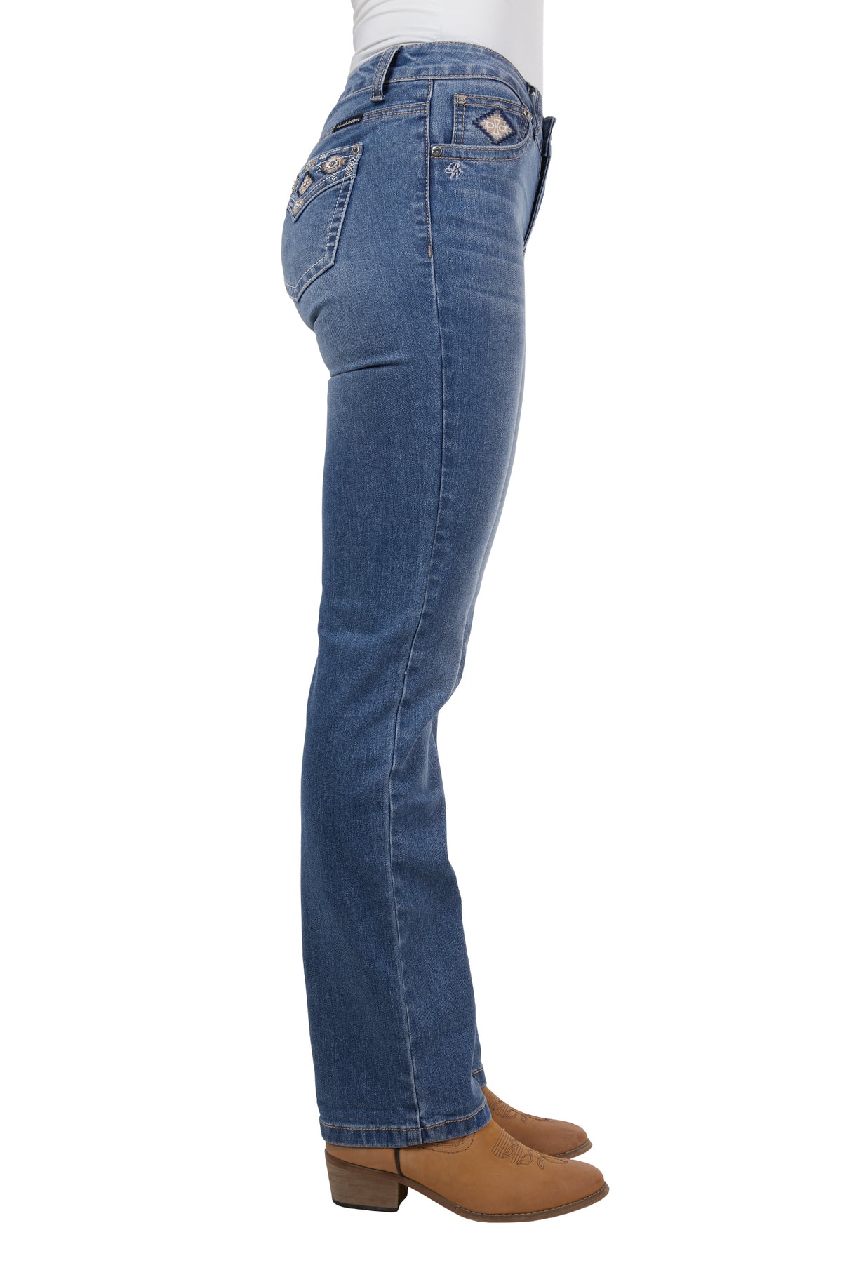 Pure Western Womens Gia Hi Rise Boot Cut Jean 34 Leg - Retro Blue