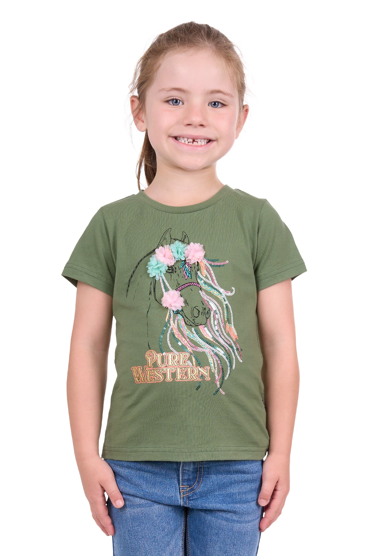 Pure Western Girls Camilla Tee - Green