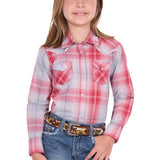 Pure Western Girls Jill Shirt - Red/Blue