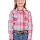 Pure Western Girls Jill Shirt - Red/Blue