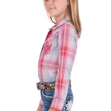 Pure Western Girls Jill Shirt - Red/Blue