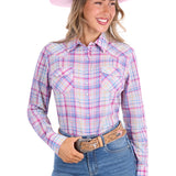 Pure Western Womens Kari Shirt - Pink/Blue