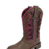 Pure Western Kids Abby Boot - Dark Brown/Fuschia