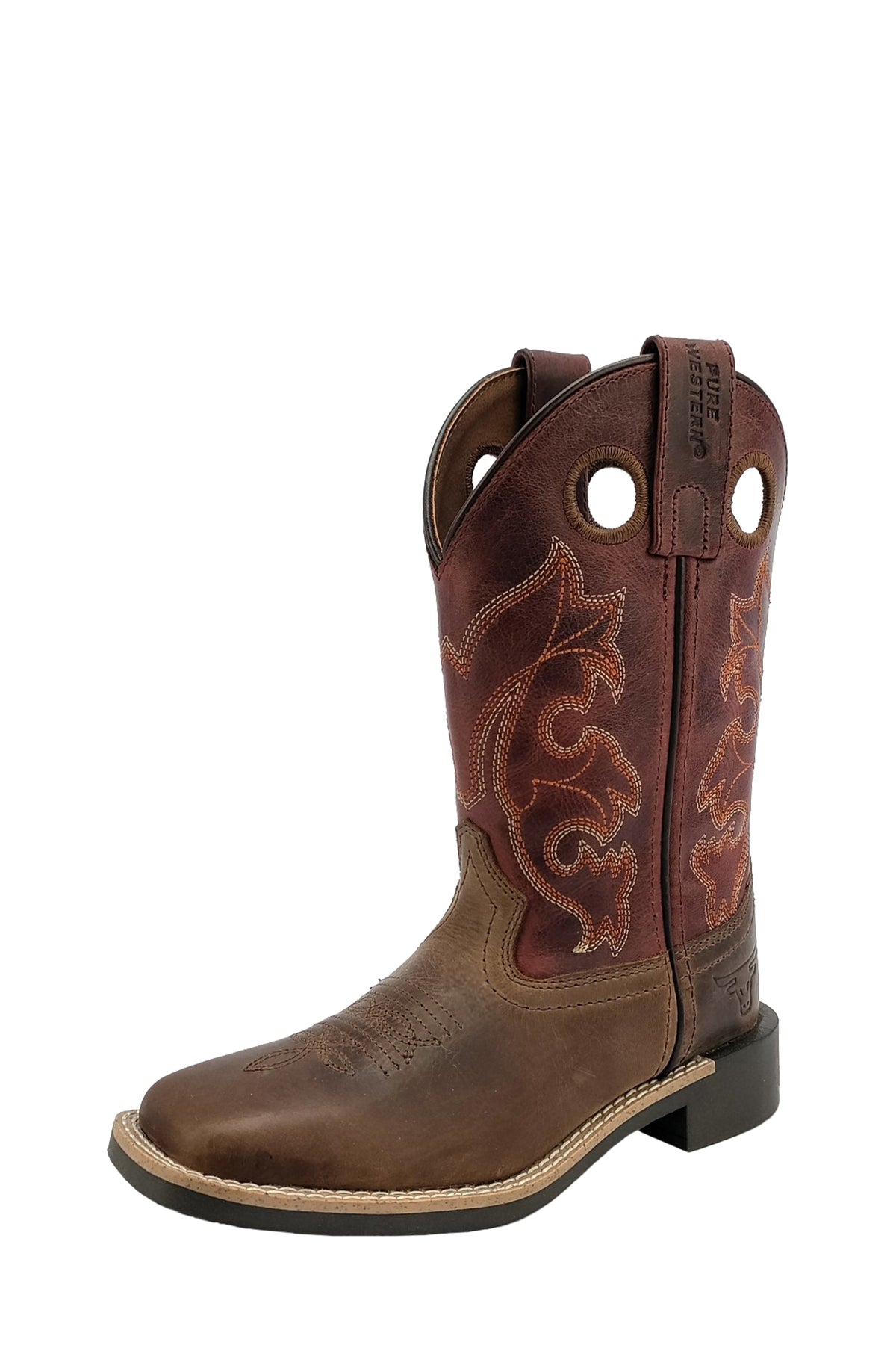 Pure Western Childrens Levi Boot - Brown/Barn Red