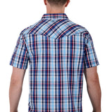 Pure Western Mens Logan Short Sleeve Shirt - Navy/Red