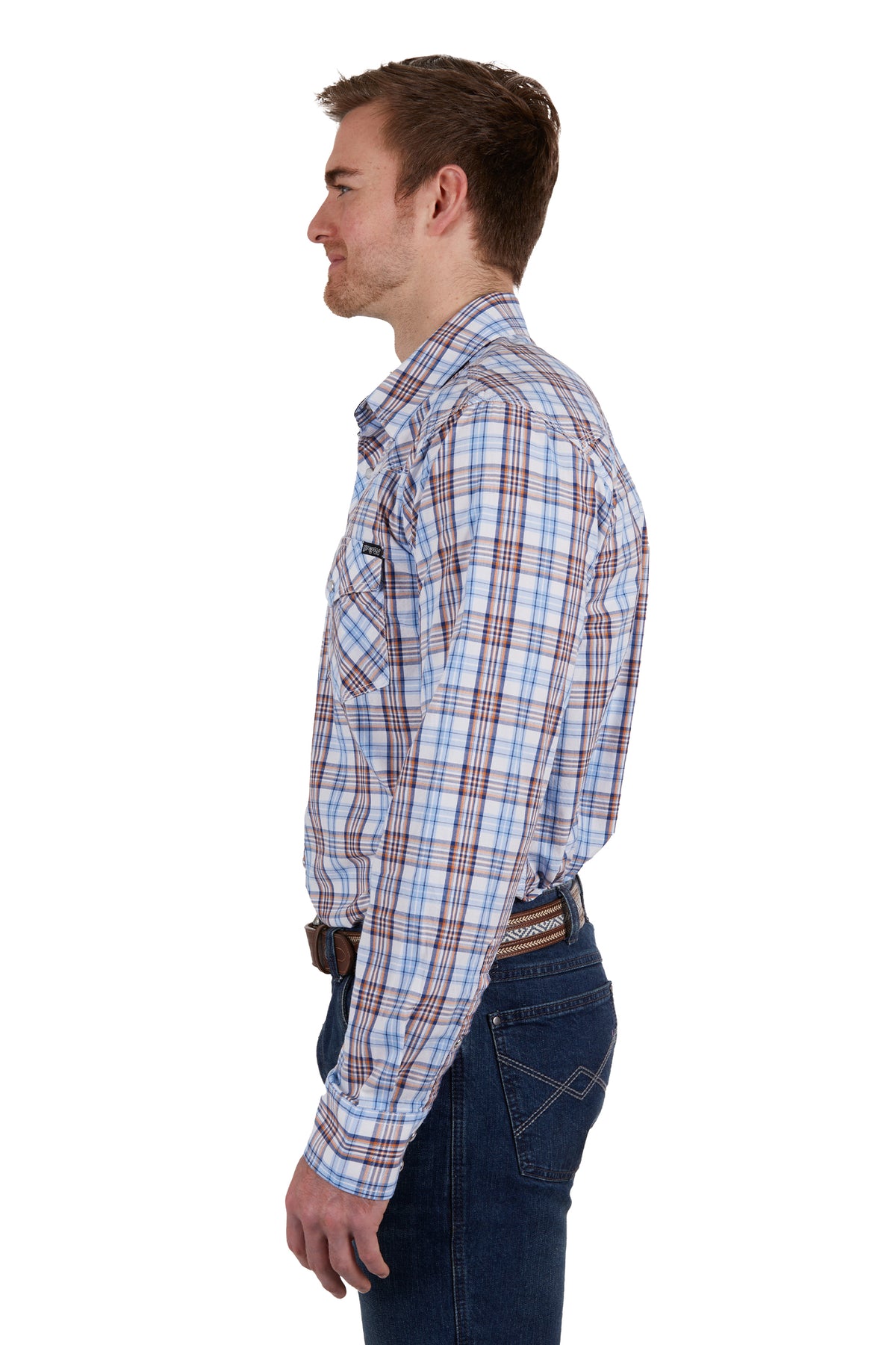 Pure Western Mens Lucas Shirt - White/Blue