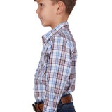 Pure Western Boys Lucus Shirt - White/Blue